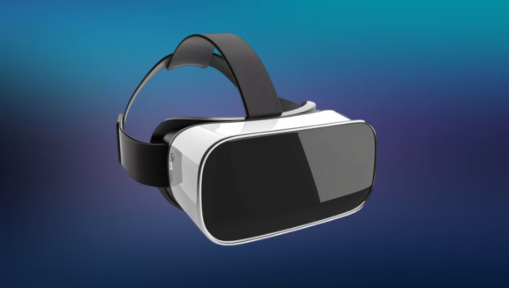 Close-up of headset lenses and adjustable head strap