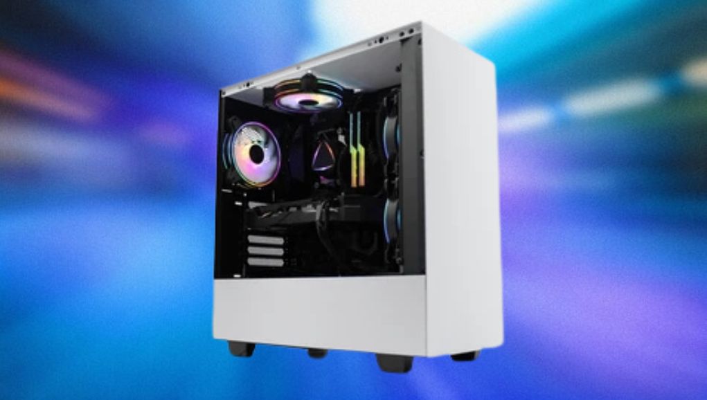 White cooling fans glowing softly inside a gaming build