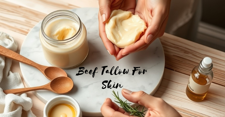 Tallow being scooped from a jar with a small spatula