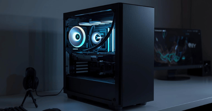 All-in-one liquid cooler fitted above a processor
