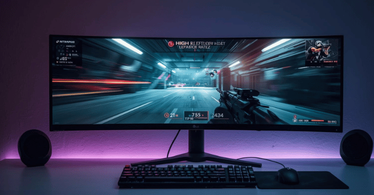 On-screen menu showing gaming display settings
