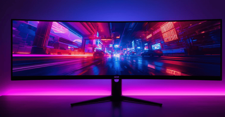Rear view of a gaming monitor with an adjustable stand