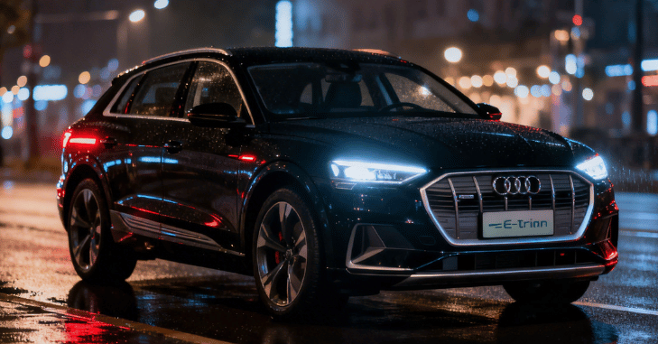 Luxury electric SUV parked at a charging point