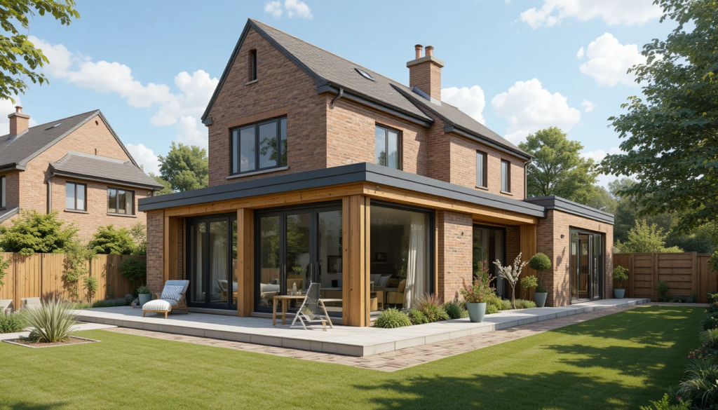 Single storey rear extension under construction