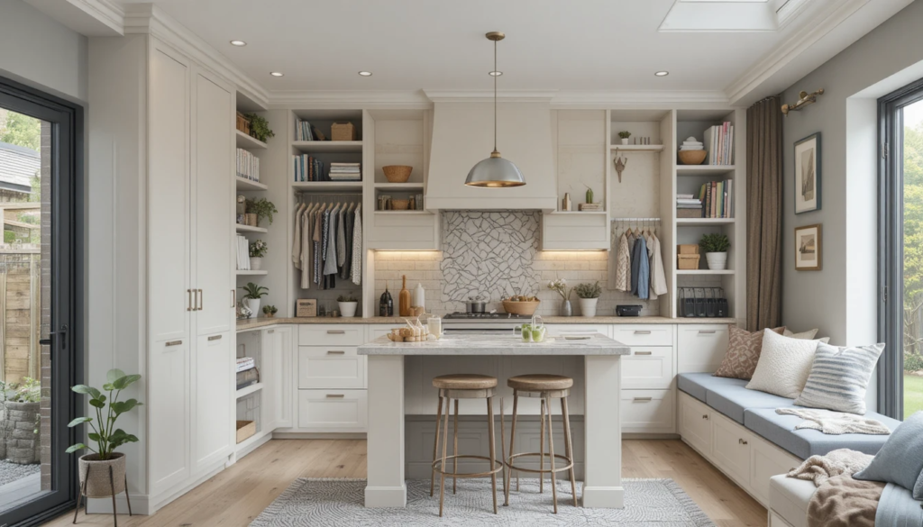 Bright open plan kitchen created by an extension