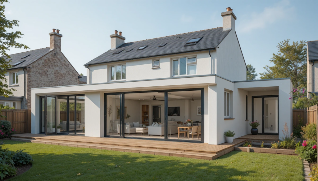 Bifold doors opening from an extension onto a garden