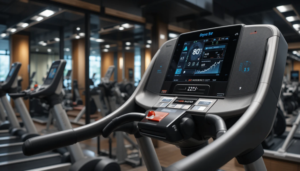 Gym user climbing on a stair machine at a fitness centre