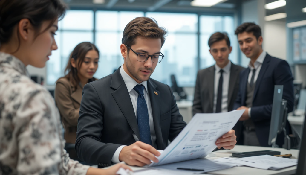 Legal team discussing contract clauses in a meeting