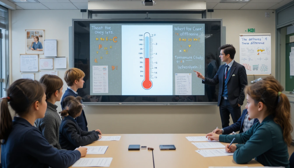 Pupil marking negative integers on a printed number line