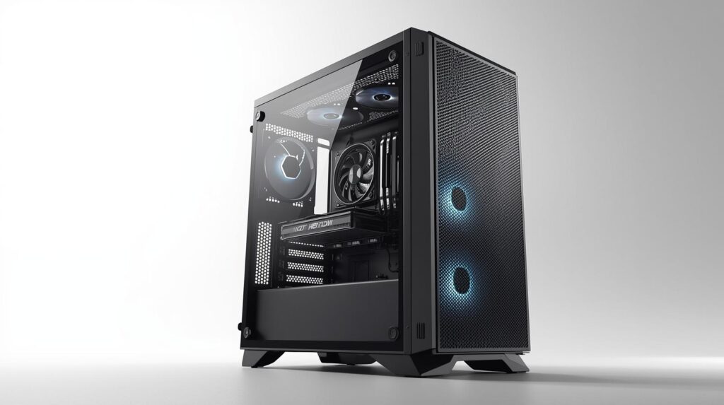 Dual chamber PC case with tempered glass side panels