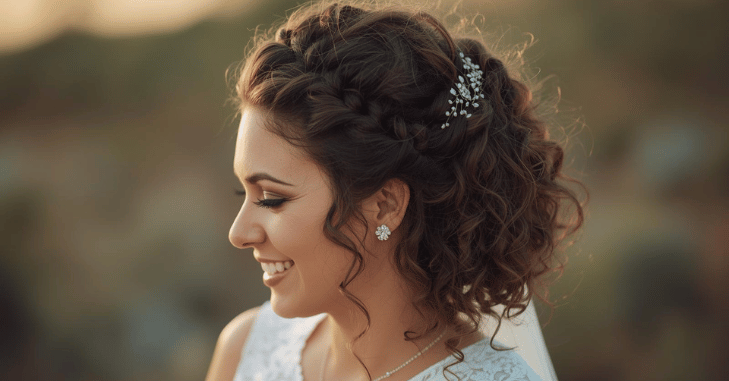 Selection of curly bridal hairstyle ideas side by side