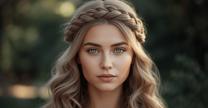 Loose romantic curls falling over a bride's shoulder